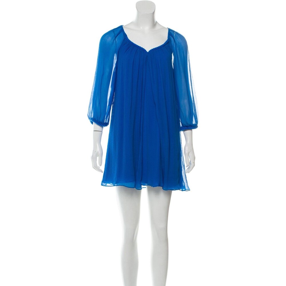 Diane Von Furstenberg Fenobe Dress Silk Chiffon Rope Trim Electric Blue Size 6